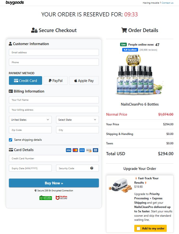 NailsCleanPro order page